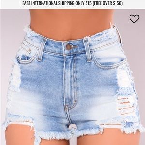 Fashion nova high waisted denim cut off shorts